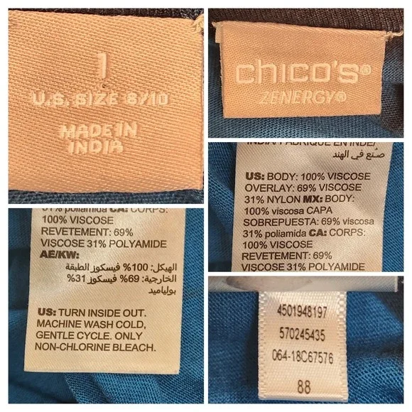 Chicos Zenergy 1 Women Velour Burnout Tunic Top Sz M Teal Long Sleeve Goth Boho - Picture 6 of 10